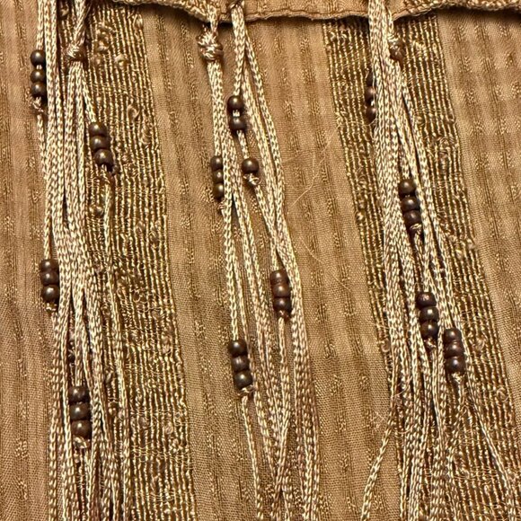 Boho Copper Dreams Beaded Shawl Striped Fringe Wrap by Bijoux Terner Earthy - Picture 10 of 12